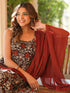 Black Pure Cotton Floral Printed Tiered Kurta Set